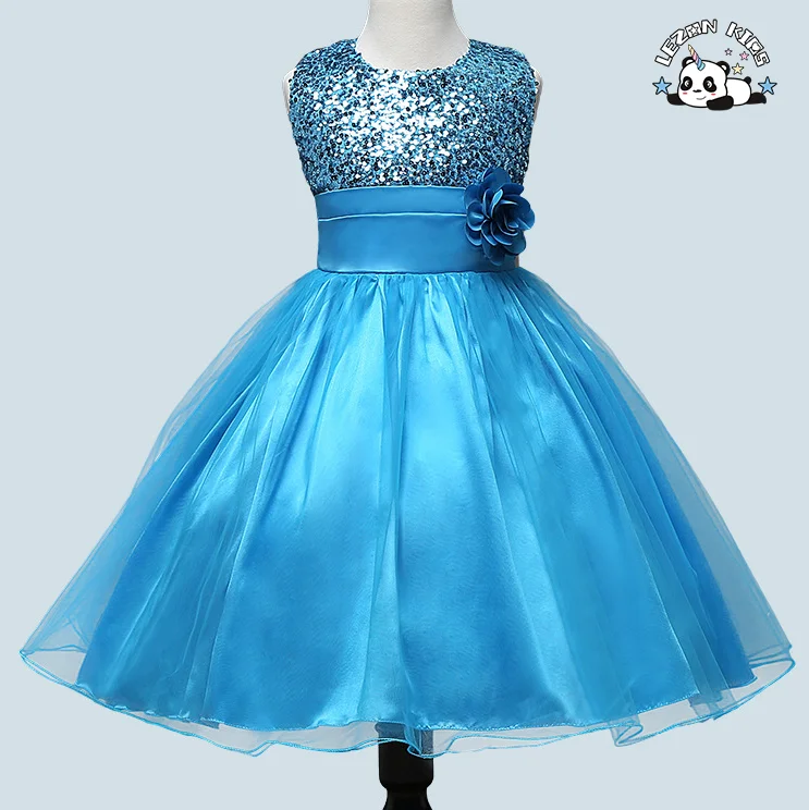 LEZONKIDS - Custom Girl Christmas Clothing Sequin Flower Sleeveless Tulle Costume Evening Dress